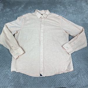 UNTUCKit Slim Fit Button Shirt Mens XL Peach Casual Long Sleeve Linen Blend